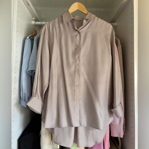 100% Mulberry Silk Oversized Striped Shirt